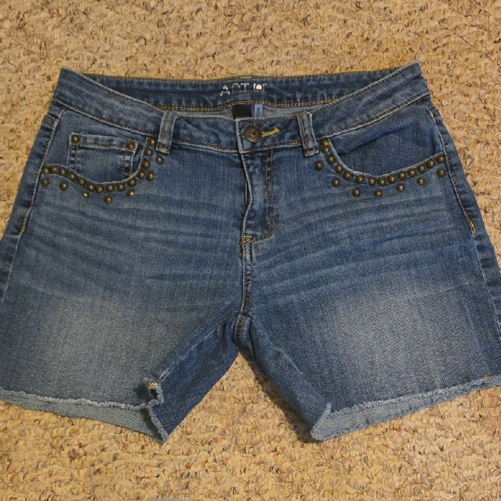 Apt. 9 Dark Blue Studded Denim Cutoff Shorts
